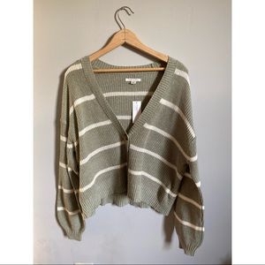 American Eagle Light Green Striped Cardigan NWT